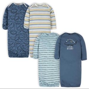 4 pack preemie baby boy dinosaur sleeper gowns